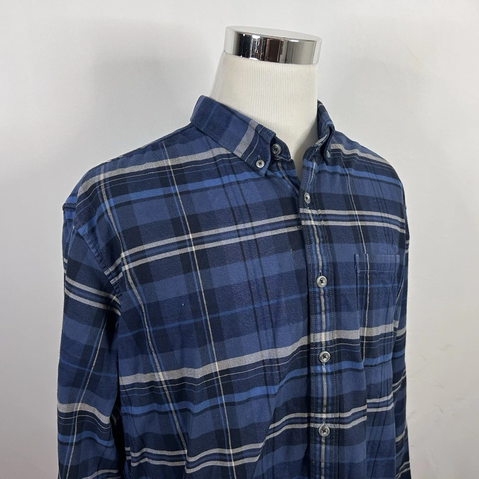 Eddie Bauer XLT Relaxed Fit Flannel Shirt Blue Gray Plaid Cotton Button Down - Image 1 of 4