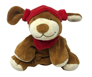 NOUKIE'S Puppy Dog Brown 10" Plush Red Hat Bandana Beanbag Paws Floppy RARE - Picture 1 of 5