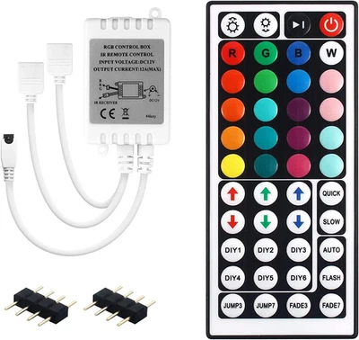 Dual Outputs 44 Tasti Luci LED Telecomando 4 Pin 2 Porte RGB Controller Box Tele - Immagine 1 di 4