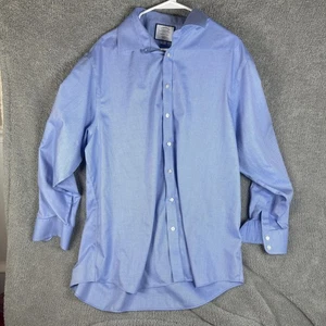 Camisa Charles Tyrwhitt Para Hombres 17.5 35 Azul Calce Clásico Vestido Sin Planchar Manga Larga - Imagen 1 de 10