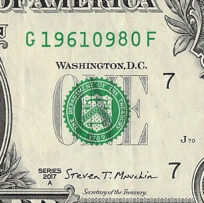 SEP 8 1961 Birthday Fancy Serial Number Date Note One Dollar Bill 09 08 1961 - Image 1 of 4