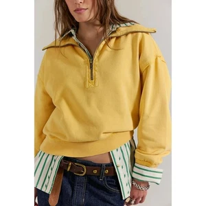 Free People We The Free Parker Half-Zip Pullover Sweatshirt Top Cozy L 284475 - Picture 1 of 8