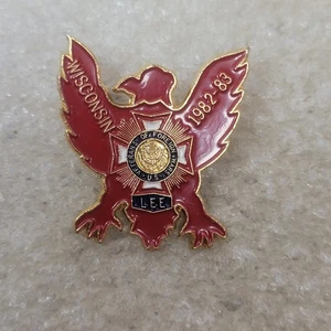 Wisconsin VFW Pin 1982 1983 Eagle Lee Veterans of Foreign Wars Badge Latch Clasp - Picture 1 of 3