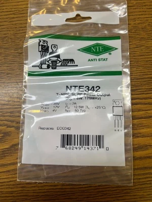 Transistor NTE342 NPN Salida de potencia RF, 6W @ 175MHz, Foto 1 de 2