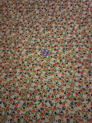 Fondo Amarillo Azul Verde Rojo Y Blanco Flores Mezcla Algodón Tela 44" X 24" Foto 1 de 4