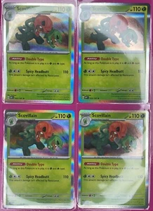 4X Juego de Cartas Coleccionables Pokémon Scovillain 025/197 Obsidian Flames SV03 25 Holo Raro Casi Nuevo/Como Nuevo 2023 - Imagen 1 de 4