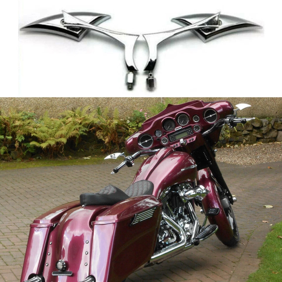 Espejos retrovisores cromados para motocicleta Harley Davidson Touring Electra Glide Street Glide Foto 1 de 4