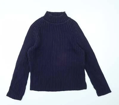 Pure & Natural Womens Blue Collared Cotton Blend Jumper Size 14 - Image 1 of 4