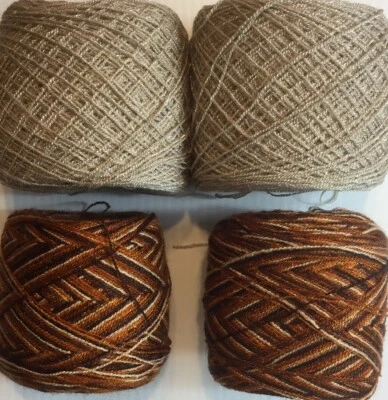 Lace yarn Crystal Colors 042 & 952 Acrylic/Rayon. 900 yards per ball. 1 set of 4 - Image 1 of 3