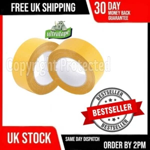 TWO ROLLS OF 10M DOUBLE SIDED CARPET TAPE JOINING FLOOR RUG WOODEN FLOORING - Picture 1 of 4