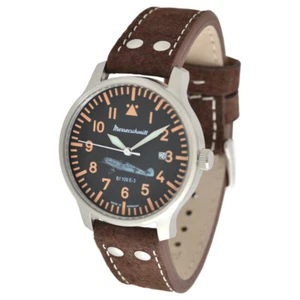 Messerschmitt cuarzo BF109E-3 Aristo reloj de aviador acero inoxidable correa de cuero de búfalo 5ATM - Imagen 1 de 5