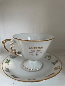 Rare Vintage Bone China “Capricorn” Zodiac Sign Teacup & Saucer Horoscope - Picture 1 of 7