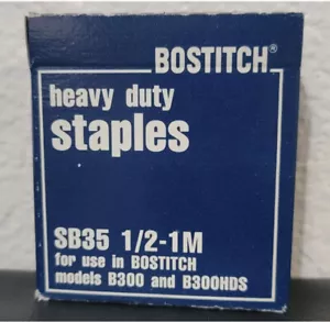 Bostitch Heavy Duty Staples 1/2" Length 1000/Box SB35 1/2-1M Up To 100 Sheets - Picture 1 of 1