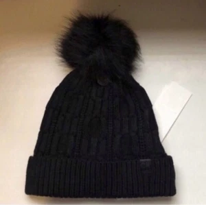New Calvin Klein Hat Women’s Black Lined Cable Knit Cuffed Winter Beanie Hat - Picture 1 of 12