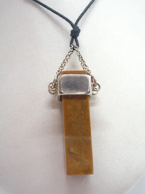 Ciondolo in ARGENTO 925 con DIASPRO naturale - pendente girocollo Pietra Dura - Immagine 1 di 4