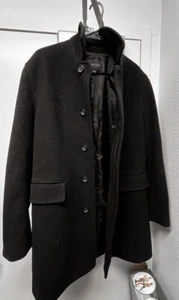 Banana Republic Italian Wool & Cashmere Overcoat Jacket Black Mens Size L - Picture 1 of 3