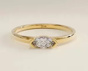 Engagement Rings For Women 14k Yellow Gold SZ 6 US Ring Delicate Natural Diamond - Picture 1 of 6
