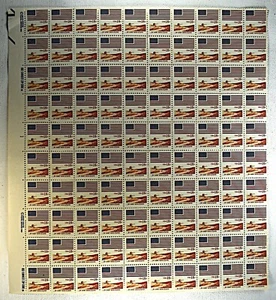 US STAMPS SCOTT #1890 SHEET OF 100 FLAG & AMBER WAVES GRAIN 18C MNH, 1981 - Picture 1 of 2