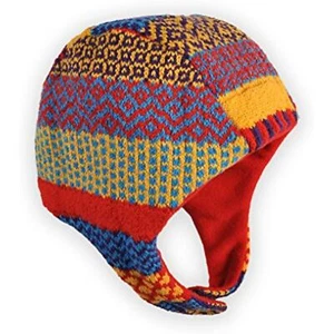 Solmate Socken Baby Fliegermütze Firefly S 6-12 Monate Fleece gefüttert Strick Patchwork - Bild 1 von 2