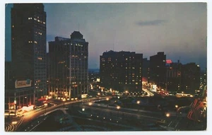 Nachtszene Detroit Michigan Postkarte - Bild 1 von 2
