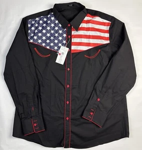 COOFANDY Herren Freizeithemden amerikanische Flagge Button Down Slim Fit Langarm XL - Bild 1 von 6