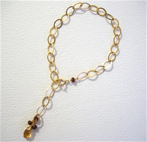 Daniela Alberts Citrine and 4 Garnet Stone with 14K Gold Fill Chain Bracelet  - Picture 1 of 2