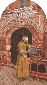 Arabian Street Arch Door Arabesque Man Art Marble Mosaic - Picture 1 of 1