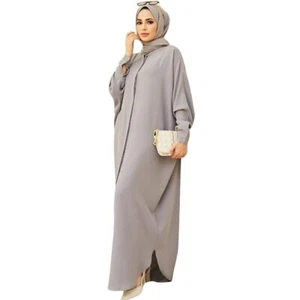 Muslim Dresses for Women Abaya Button Down Henley Shirt Prayer Dress Batwing ... - Picture 1 of 6