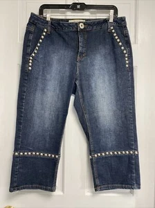 MIXIT CAPRI Pants Size 14 Denim Studded - Picture 1 of 21