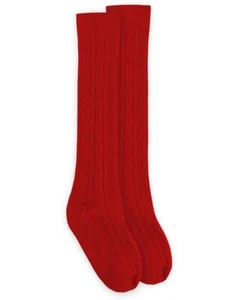 Girl's Cable Knit Fashion Knee High Socks 1 Pack Red Small - Picture 1 of 4