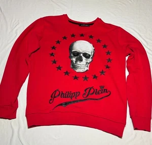 PHILIPP PLEIN SKULL Sweatshirt SMALL rot Rundhals Damen seltenes Design - Bild 1 von 7