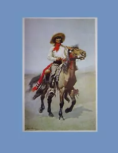 Stampa artistica Frederic Remington cowboy messicano cavallo 1889 America occidentale 11x9" - Foto 1 di 5