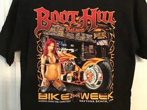 VINTAGE 2004 Boot Hill Saloon Bike Week Black T-Shirt Pre-Owned Adult Medium - Picture 1 of 2