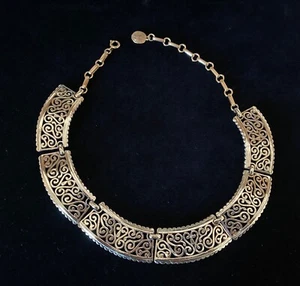 Vintage Coro UnSigned Designer Bold Gold Egyptian Revival Style Necklace - Picture 1 of 17