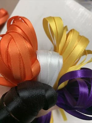 Halloween 50 Yards 1/4 Inch Satin Ribbon Lot 5 Colors Scrapbooking-sewing-50 Yds - Image 1 of 4