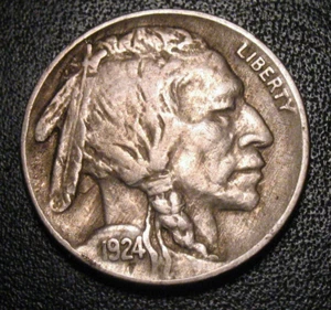 Vecchie monete USA 1924 5C bufalo cinque centesimi nichel - Foto 1 di 2