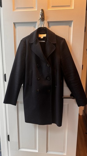 Cappotto donna MICHAEL KORS nero doppiopetto misto lana lunghezza media pea MEDIA