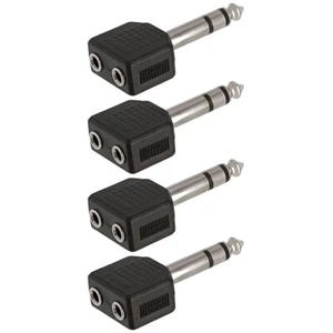 4x 6.35mm 1/4" Stereo Male to 2 Dual 3.5mm Mono Female Y Splitter Audio Adapter - Picture 1 of 2