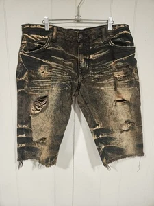 Robin’s Jeans Shorts Men’s Size 38 Distressed Dirty Wash Rhinestone Embroidered - Picture 1 of 6