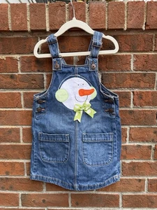 Vestido vaquero Oshkosh Bgosh mono vaquero muñeco de nieve talla 4T niñas pequeñas vacaciones - Imagen 1 de 4