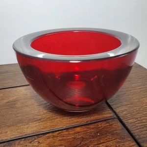 Vintage MIKASA Mid-Century Ruby Red Thick Heavy Glass Bowl Collectible 3.5" Love - Picture 1 of 10