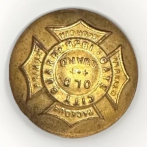 RARO ANTIGUO POSGUERRA CIVIL PUERTA GEORGIA CIUDAD VIEJA GUARDIA ABRIGO BOTÓN - Imagen 1 de 6