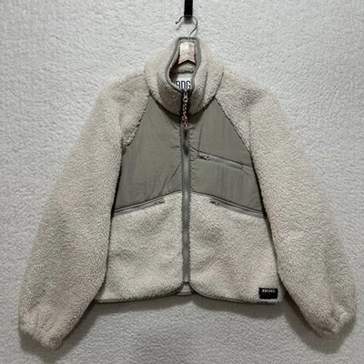 Jaqueta feminina BDG Urban Outfitters Chuck Crop lã com zíper marfim tamanho pequeno - Imagem 1 de 4
