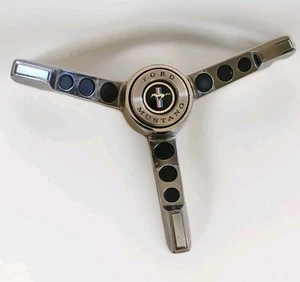 1965 FORD MUSTANG OEM STEERING WHEEL TRIM USED 65 Chrome And Black Excellent Con - Picture 1 of 10