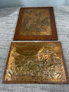 Kupferbock und Jagdhund Plaketten Handarbeit Cabincore Mancave - Bild 1 von 13