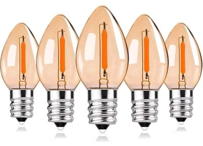 0.5W SES E14 C7 LED Filament Candelabra Bulbs Amber Glow 2200K Ultra Warm Bulb - Image 1 of 4