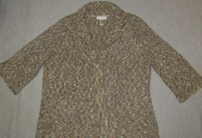 Susan Bristol Cardigan Sweater Tan Gray Alpaca Mohair Women's 2X - Image 1 of 3