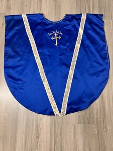 Adult Robe Vestment Clergy Church Priest Embroidered Gold Royal Blue - Picture 1 of 4