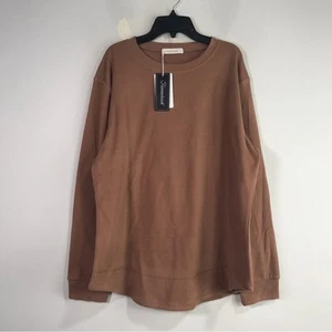 Fantaslook Casual Crew Neck Long Sleeve Sweatshirt, Women's L - Caramel - Picture 1 of 9