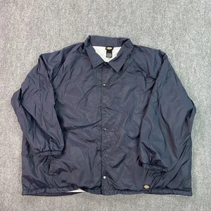 Dickies Jacket Mens 5XL Navy Nylon Snap Front Lined Coach Windbreaker Work - Picture 1 of 8